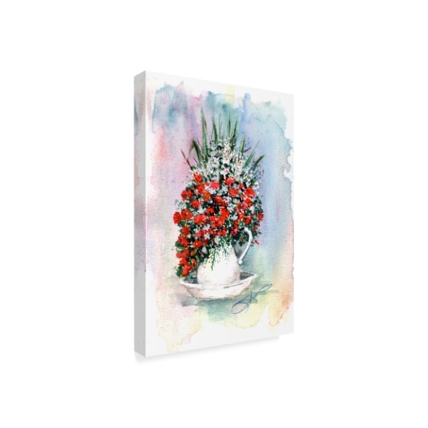 Sher Sester 'Red White Flowers Sketch' Canvas Art,12x19